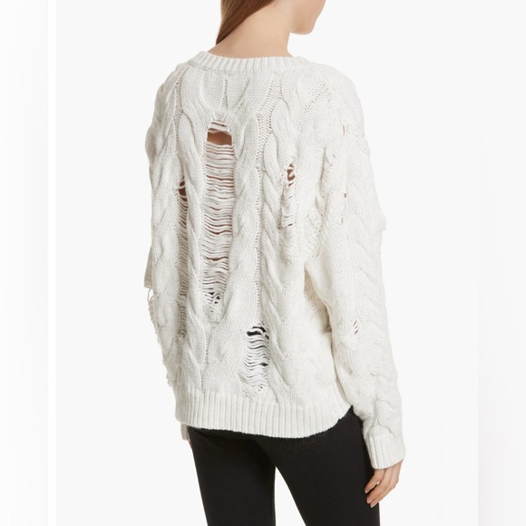 IRO Fighla Distressed Sweater White Alpaca, Wool Blend L - Picture 3 of 14